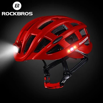 

ROCKBROS Cycling Light Helmet Waterproof USB Rechargeable Integrally-molded MTB Road Bicycle Bike 3 Modes Helmet Safe Helmets