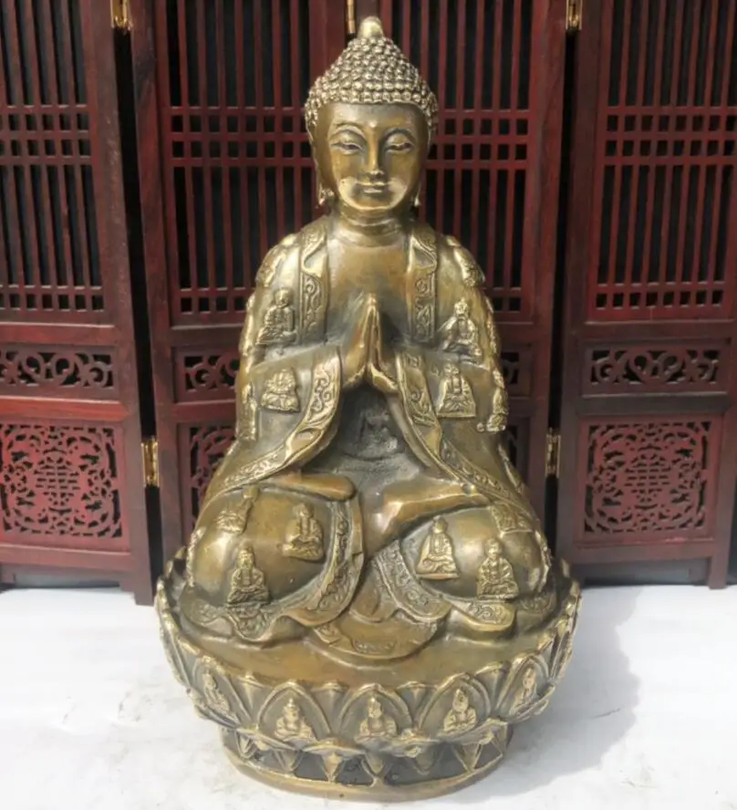 

China brass archaize Sakyamuni Buddha crafts statue