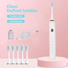 Дорожная звуковая электрическая зубная щетка USB перезаряжаемая для взрослых с таймером ультра Звуковая электронная зубная щетка сменная зубная головка