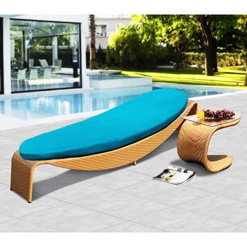 

Freeshipping Lounger Outdoor Rattan Sofa Lying Bed Balcony Villa Outdoor PE Rattan Chairs Sets