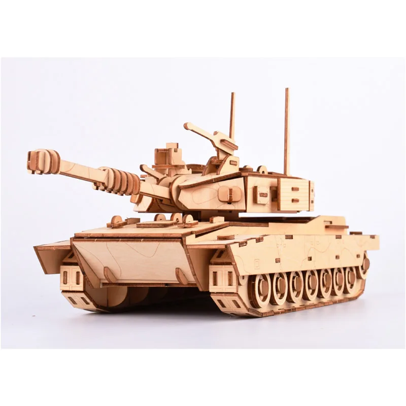 

Wooden Tank Action Puzzle Toys Laser Cutting DIY M1 Abrams TANK 3D Assembly Puzzle Wooden Educational Model toys for children