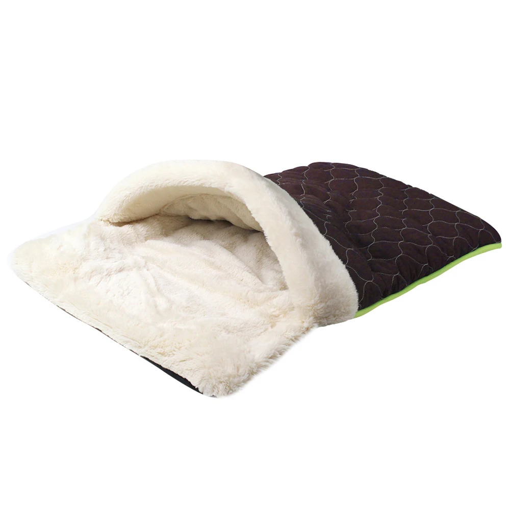 Quilted Cotton Cat Bed Winter Warm Fleece Pet Nest Slipper Shape Small Dog Puppy Kennel House Cats Sleeping Bag Cave