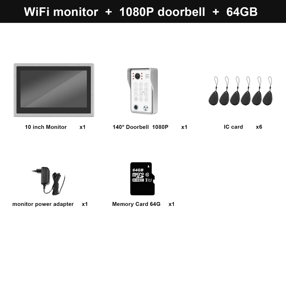 HomeFong Wireless Video Intercom for Home IP Video Doorbell Fingerprint Unlock  HD 10 inch Touch Screen Wifi Intercom System Kit intercom doorbell Door Intercom Systems