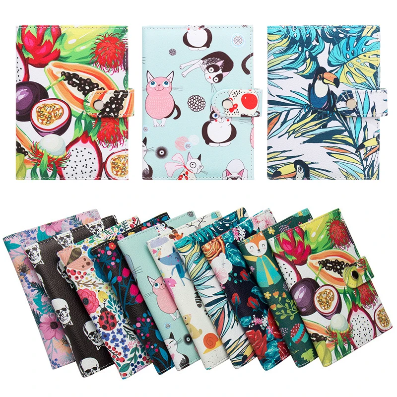 Fashion Retro Floral Cartoon Animal Passport Cover PU Leather Travel Waterproof Passport Holder ID Passport Wallet Organizer Bag