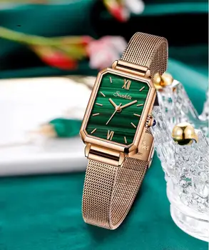

SUNKTA Luxury Brand lady Fashion Watch Women Dress Watch Rose Gold Waterproof Square Watches Female Stainless Steel Wristwatches