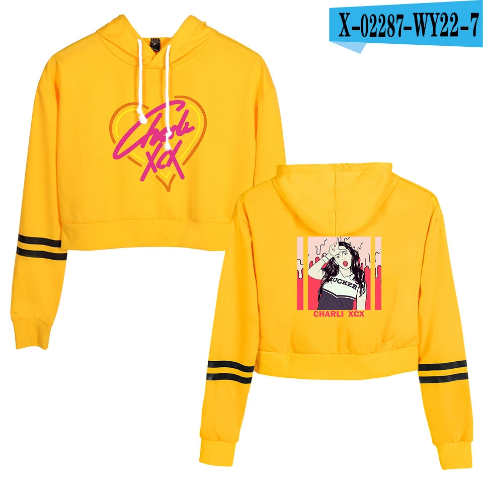 As picture Горячая Повседневная Популярная мода Charli XCX укороченный топ толстовки новые женские толстовки с капюшоном Charli XCX модные уличные розовые толстовки - Цвет: As picture