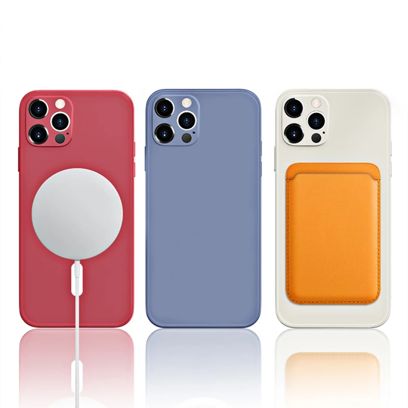 Магнитный чехол из жидкого силикона для беспроводной зарядки iPhone 13 11 12 Pro MAX mini XS Max