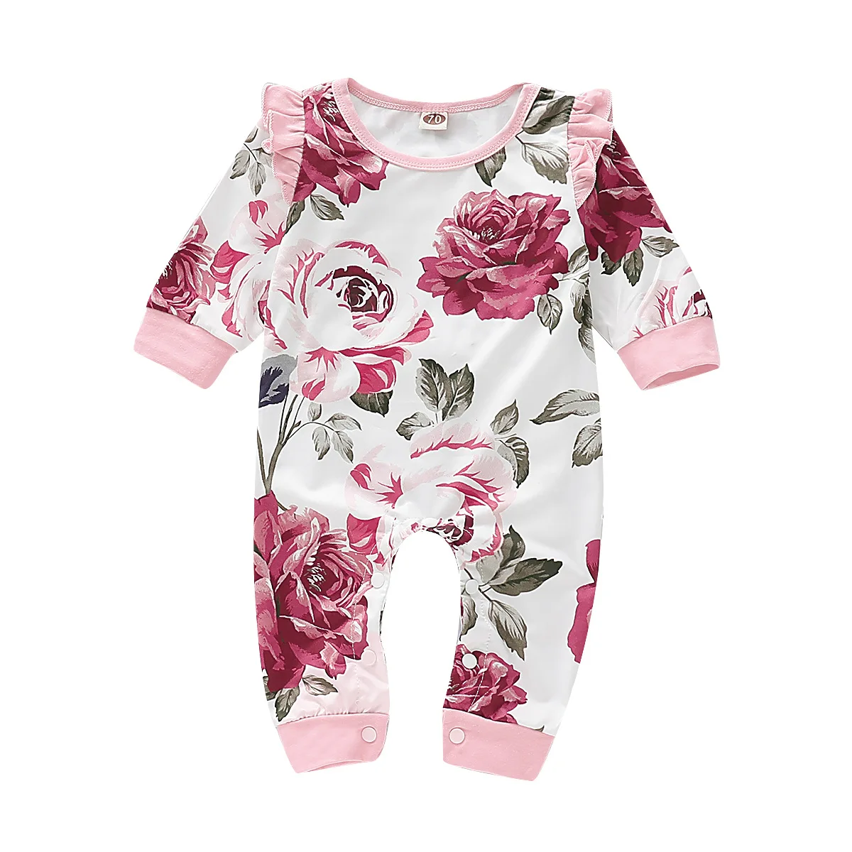 Newborn Girl Romper Colthes Long Sleeve Autumn Winter Floral Baby For Cute Ruffle Pink Infant Body Jumpsuit NEW | Мать и ребенок