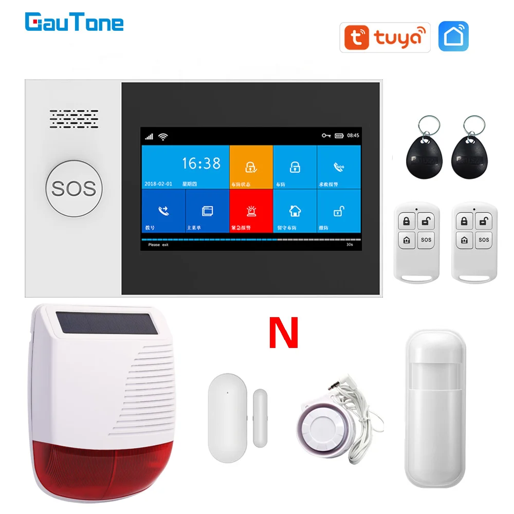 GauTone PG107 4.3inch Security Alarm Wifi GSM Alarm System for Home Support Tuya APP Call/SMS Remote Contorl 