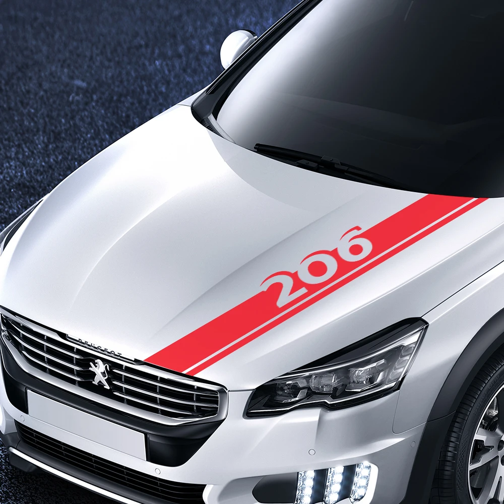 

2021 Car Styling Car Stickers Hood Cover Trim Engine Bonnet Decals for Peugeot 206 Automobile Decoration Vinyl Stripe Stickers