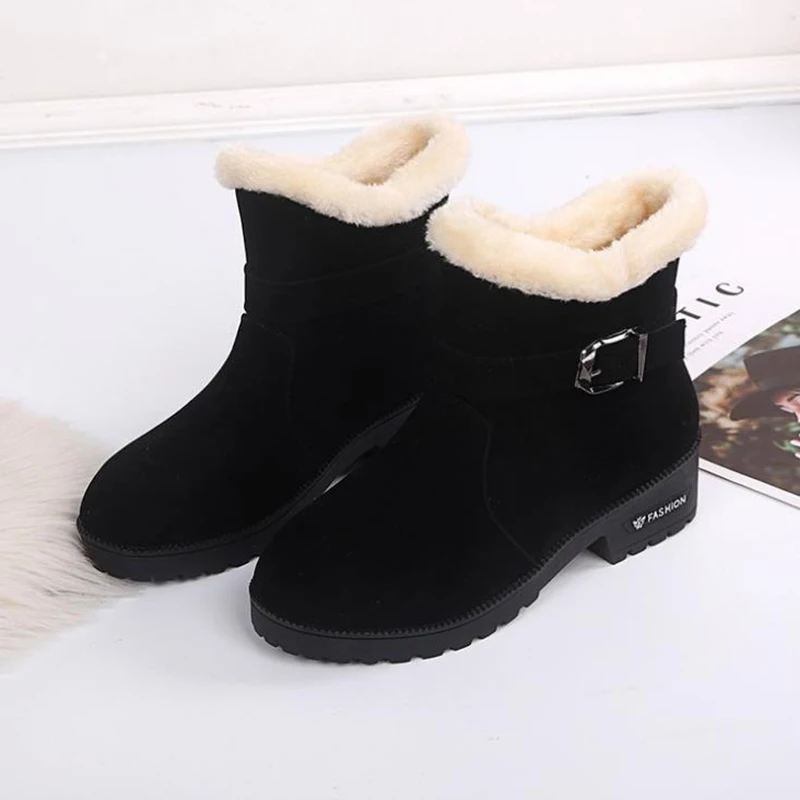 

New large women's Martin boots plus Plush warm flat bottom cotton boots women's short snow boots in autumn and winter 2019