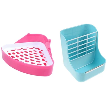 

Pet Toilet, Small Animal Litter Tray Corner for Hamster Pig Cat Rabbit Pee / Ran Color & Rabbit Food Feeder