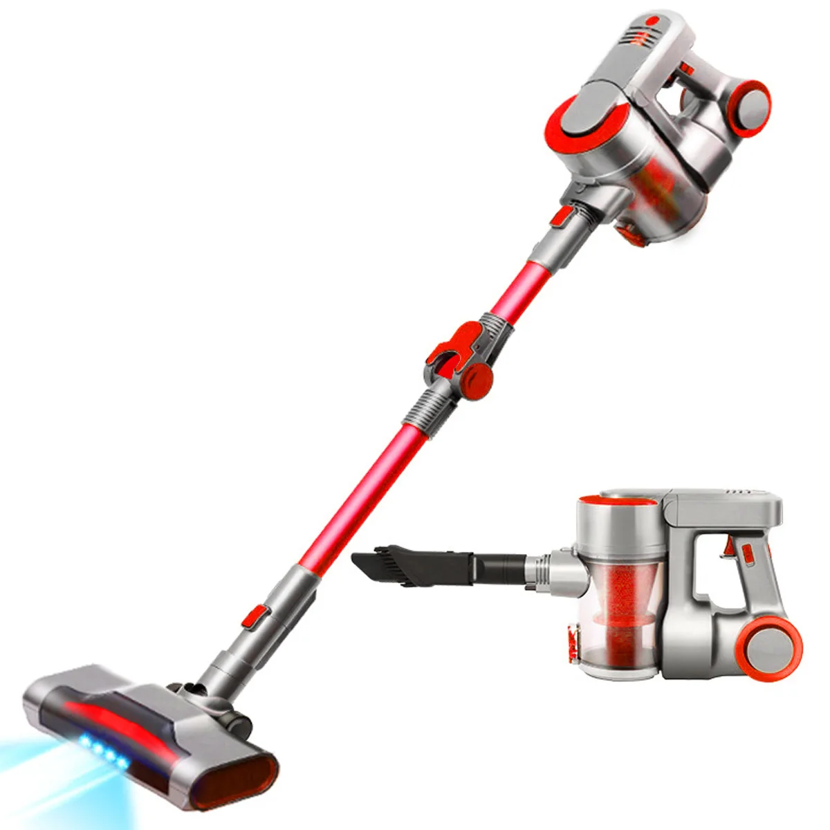 

110V-240V Vacuum Cleaner Cordless Stick Vacuum Power Suction 9000Pa Handheld Vacuum with LED Headlight 2-in-1 Vacuum