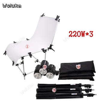 

Three Kit 220W Flash Still Life Table 3 Softbox Light Stand Kit Photo Studio Lighting For Product Photography Shooting CD50 T10