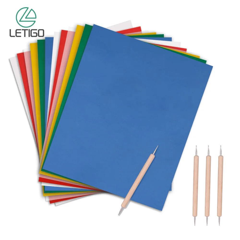 

16pcs DIY Handwork Sewing Paint Kit Soluble Colorful Transfer Paper and Drawing Tracing Paper Embossing Stylus DIY For Clothes