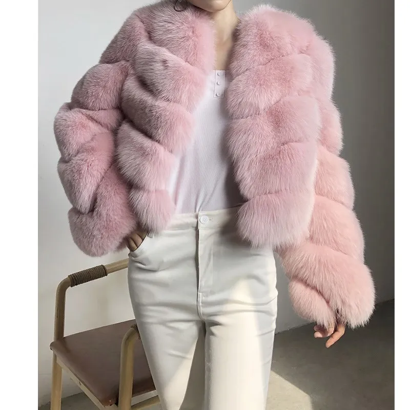 FURSARCAR New Arrival 2021 Natural Real Fur Coat Women Winter Thick Silm Fox Fur  Jacket Customize Short Real Fur Outwear