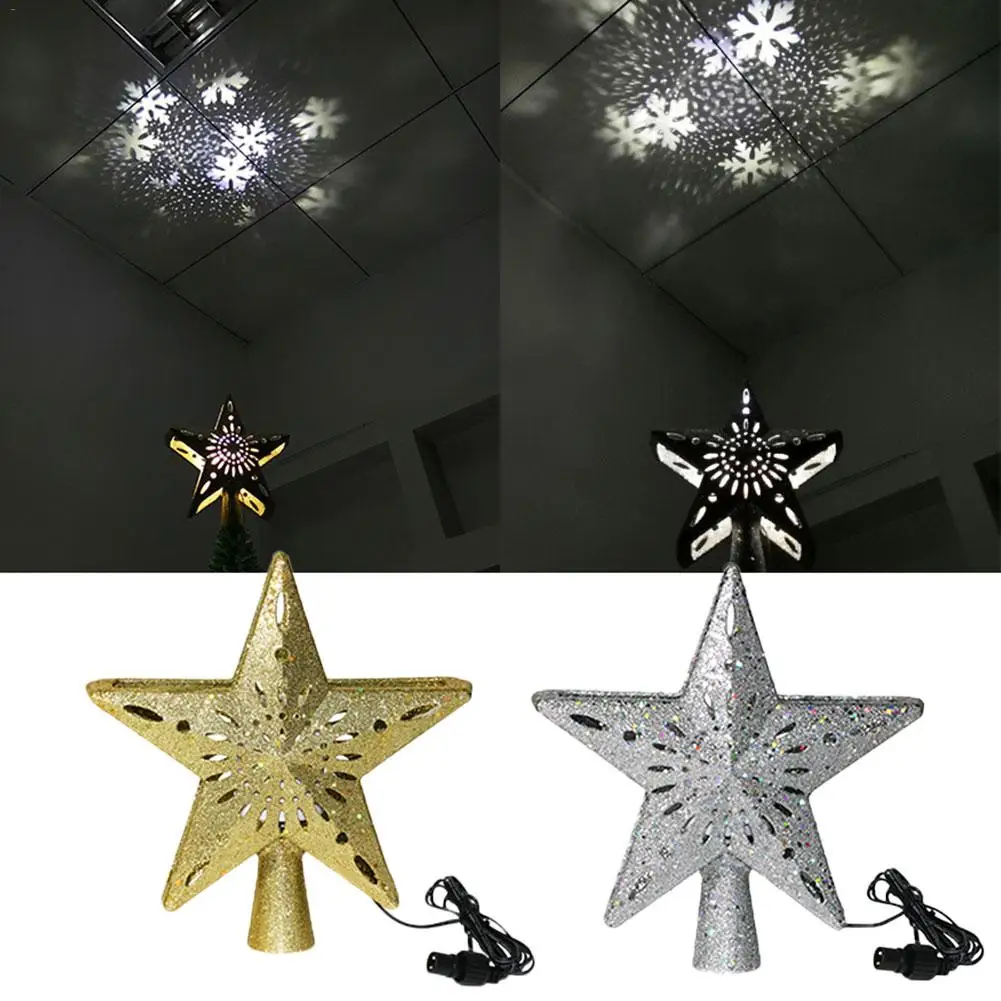 Светильник для рождественской елки, 3D, в форме звезды, светодиодный, вращающийся, снежинка, проекционный светильник, RGB, лазерный проектор, светильник s, декор для рождественской елки 4