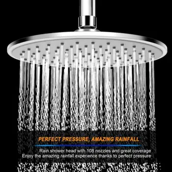 

8.27-inch Roud ABS Plastic Rain Shower Head Rainfall Bathroom Top Sprayer Thin High Pressure