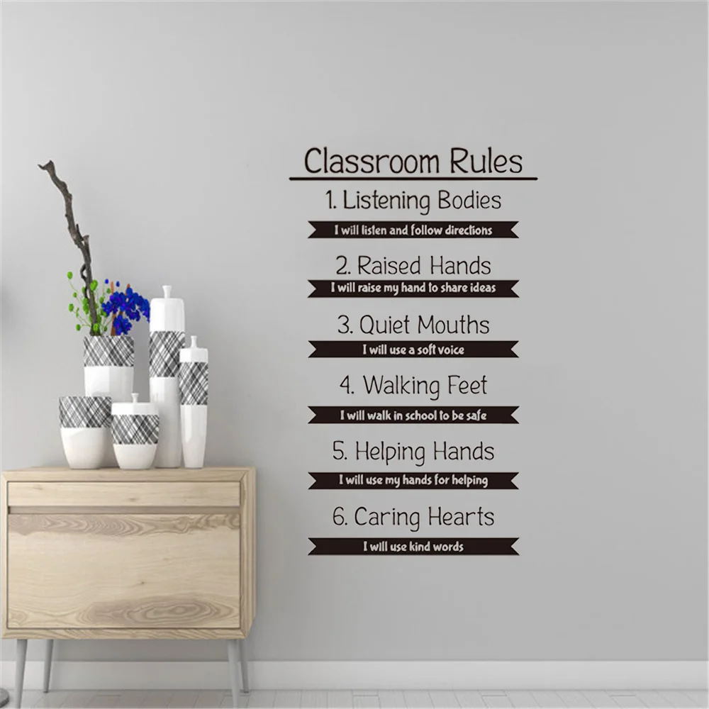 Autocollant Mural En Vinyle Pour Regles De Salle De Classe Citation Inspirante Pour Apprentissage Education Apprentissage Decoration Interieure D Ecole De Motivation Aliexpress
