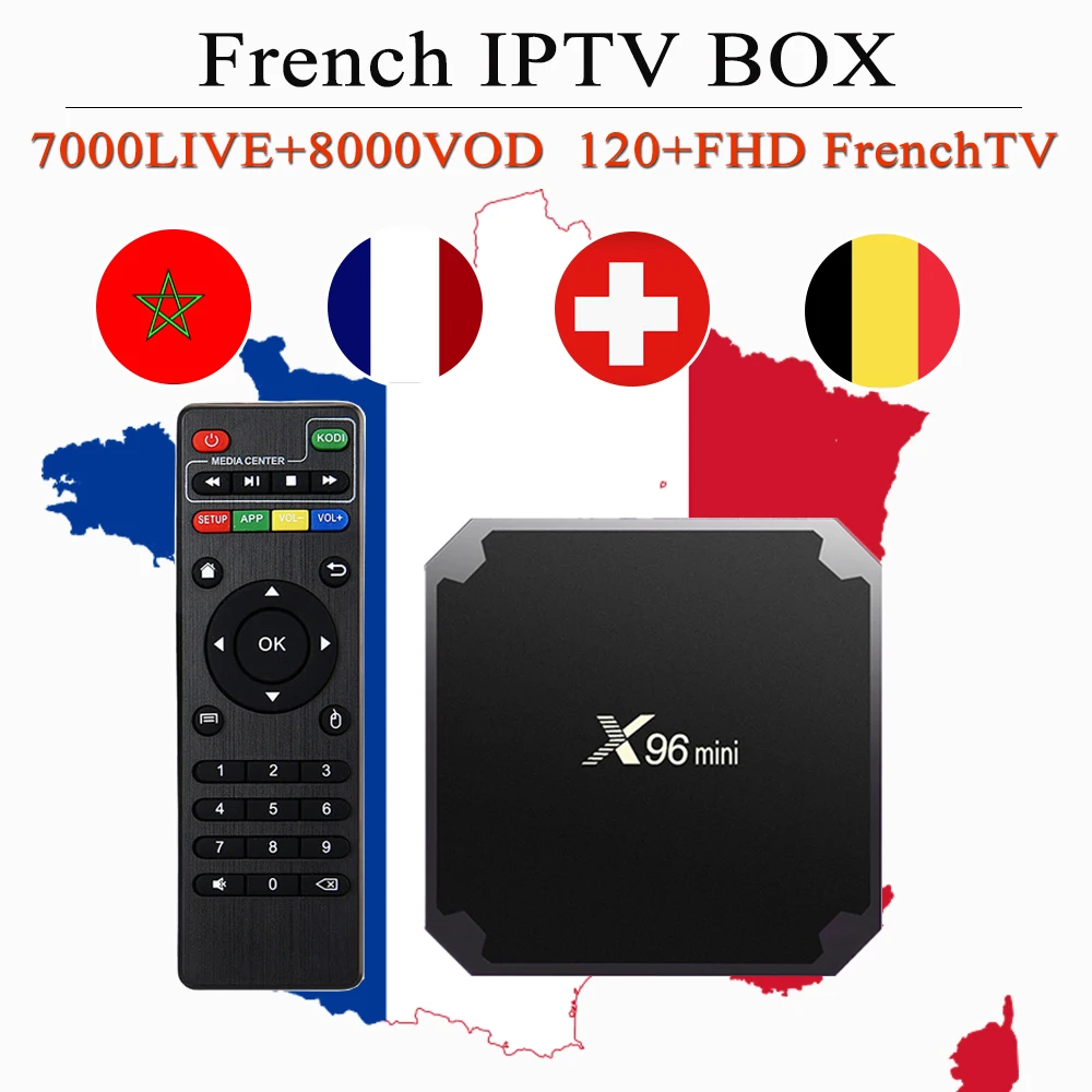 Французский IP tv X96 mini 4k android tv box ip tv подписка Франция арабский Бельгия Испания NEO tv 7000 платный ТВ& VOD Smart set top tv box
