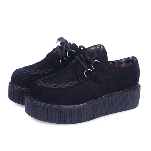 Suede Black Осенние кроссовки на платформе; женская Вулканизированная обувь; Creeper женская обувь на шнуровке; женские кроссовки на плоской подошве; модная женская обувь - Цвет: Suede Black