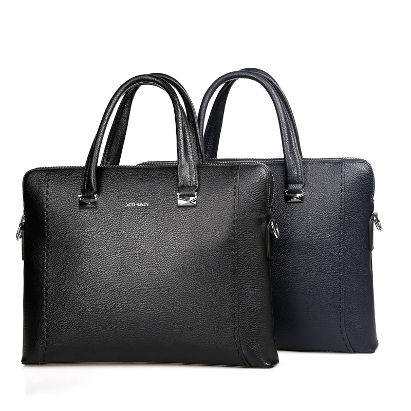 

New Style Men Double Zipper Briefcase Business Casual Handbag Large Capacity Shoulder Computer Messenger Bag