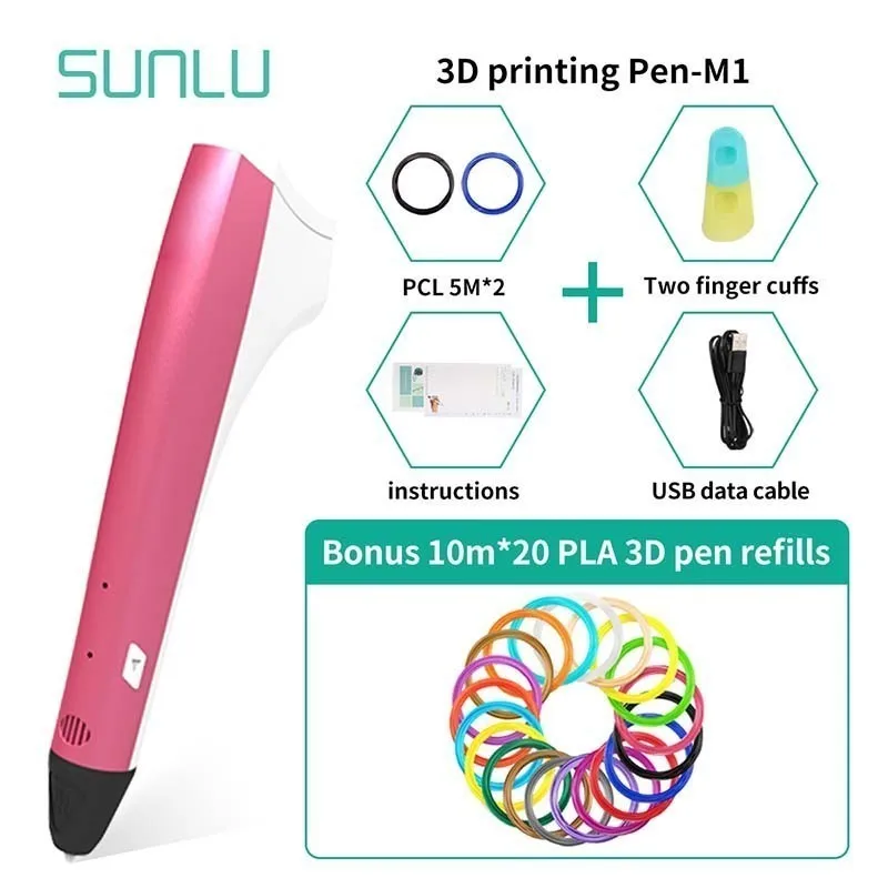 SUNLU 3D печать Ручка включает 200 м PLA нити 1,75 мм коробка набор для детей Исследуйте мозги гаджет ручной работы ремесло инструменты