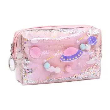 

Lovely Large Quicksand Planet Pencil Case Leather Pen Box Makeup Bag Girls Gift H55F
