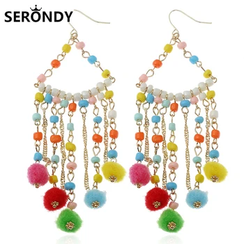 

Alloy Bohemia Boho Beads Tassel Fashion Stud Earrings For Women 2020 New Trends Long Jewelry Novel Friends Gift Popular ED10022