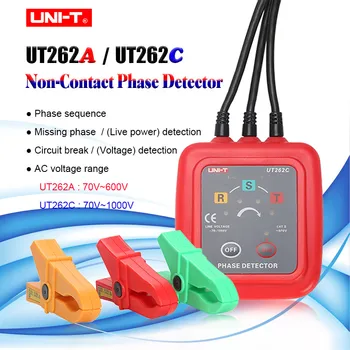 

UNI-T UT262C UT262A Non-contact 3 Phase Detector Sequence Recognition Missing Judgment Tester Current Meters Multimeter Buzzer