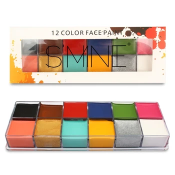 

12 Colors Face Body Painting Art Non Toxic Safe Oil Paint Halloween Fancy Dress Beauty Makeup Tool