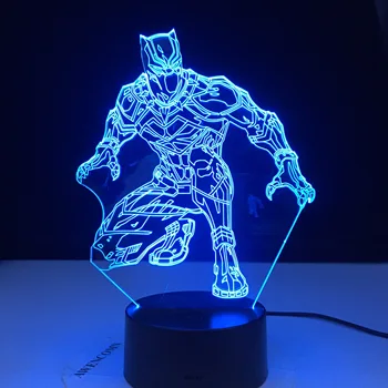 

Black Panther Hero Child Night Light Led Touch Sensor Colors Changing Nightlight for Home Decor Bedside Table Marvel 3d Lamp