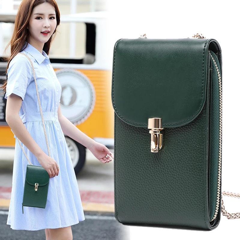 Top Quality Genuine Leather Phone Bag Women Shoulder Bags Crossbody Lock Catch Mini Messenger | Багаж и сумки