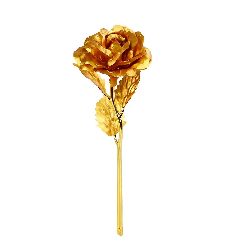 Gold Foil Plated Rose Flowers Goldplated Artificial Flower Golden Violet 24K Without Box Romantic