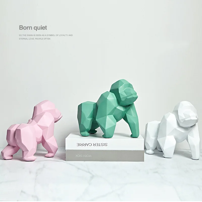 

25*15cm Nordic Style Stereoscopic Geometric Gorilla Statue Resin Creative Animal Design Home Decoration Accessories Gift