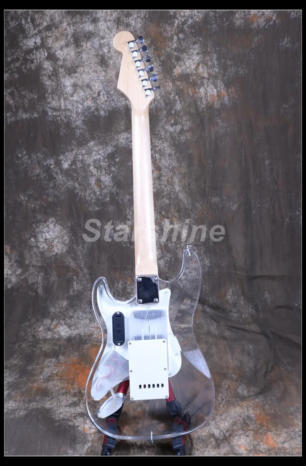 Electric Guitar DK-LD89 Acrylic Body Crystal Guitar LED Light Guitar Colorful Flash Maple Neck