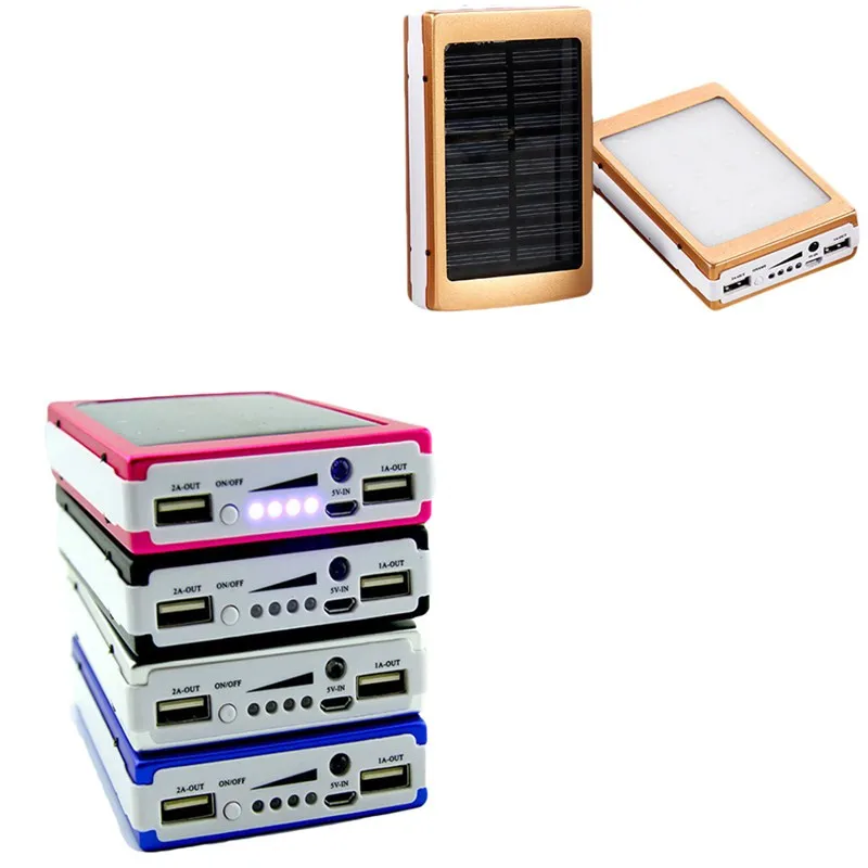 DIY 5x18650 Powerbank Portable Pover Power Bank 18650 Solar Power Bank Case Box Dual USB Kit Phone Charger Flashlight