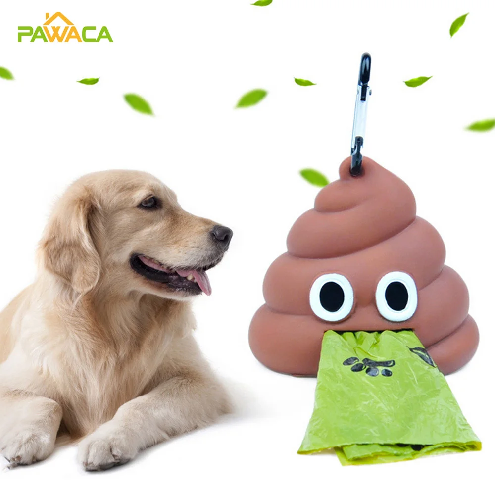 Dispensador portátil de bolsas de basura para mascotas, herramienta de limpieza para gatos y perros, Bolsa para popó, productos para mascotas con forma de heces para exteriores