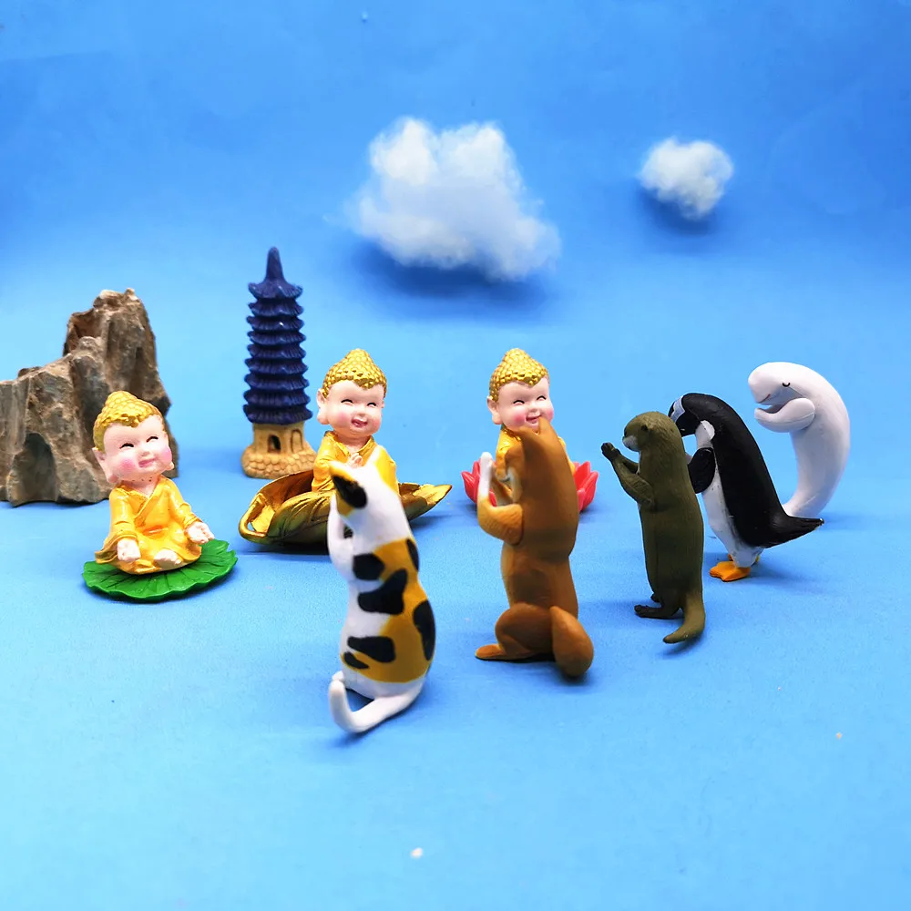 Будда молитва 3D модель Фигурка садовая Фея Декор стекло DIY Украшение дома миниатюрная Смола ремесло современная статуя