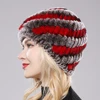 2025 Outdoor Winter Good Elastic Real Fur Hat Women Knitted Natural Rex Rabbit Fur Skullies Cap Warm Soft Real Fur Beanies Hats 6