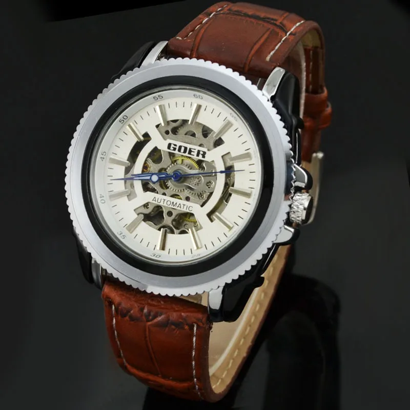 

GOER Luxury Brand Watches Men Skeleton Watches Automatic Mechanical Wristwatches Fashion Men Watches relogio masculino