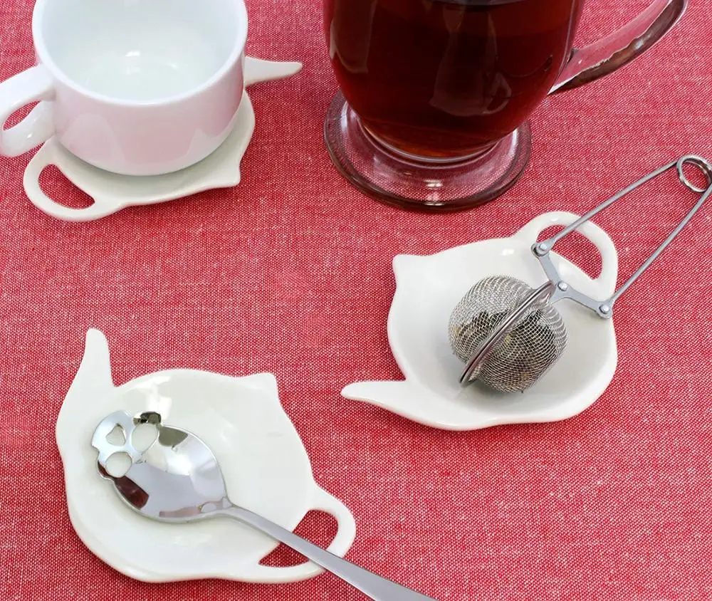 Ceramic tea bag dish, tea bag saucer for infuser mesh