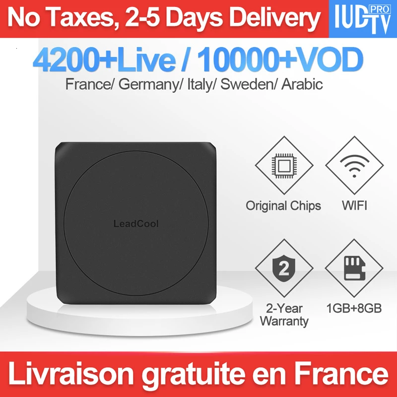

IPTV Sweden French Leadcool W Android smart iptv box with IUDTV PRO 1 Year Code Germany Netherlands Belgium Greek Africa IP TV