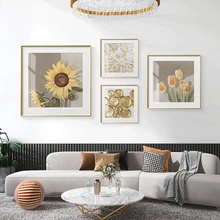 

Abstract Sunflower Canvas Painting Posters Print Nordic Geometry Wall Art Pictures for Living Room Scandinavian Wall Paintings