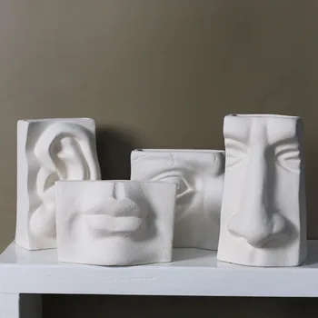 

Funny Human Face Facial Features Porcelain Vase Ceramic Flower Vase Home Decoration Accessories Flower Arrangement Crafts