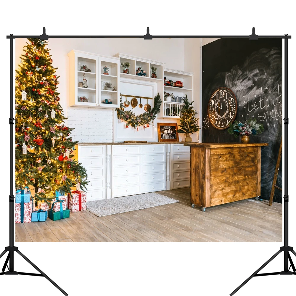 

Christmas Kitchen Background Wood For Photo Studio Child Cook Backdrop Photobooth Photocall Photography Photo Shoot