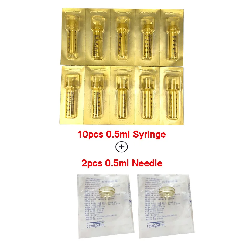 0.5ml syringe set Гиалурон ручка массажный Распылитель ручка высокого давления кислотные пистолеты против морщин воды шприц иглы инъекции гиалуронзур пистолеты - Цвет: 0.5ml syringe set