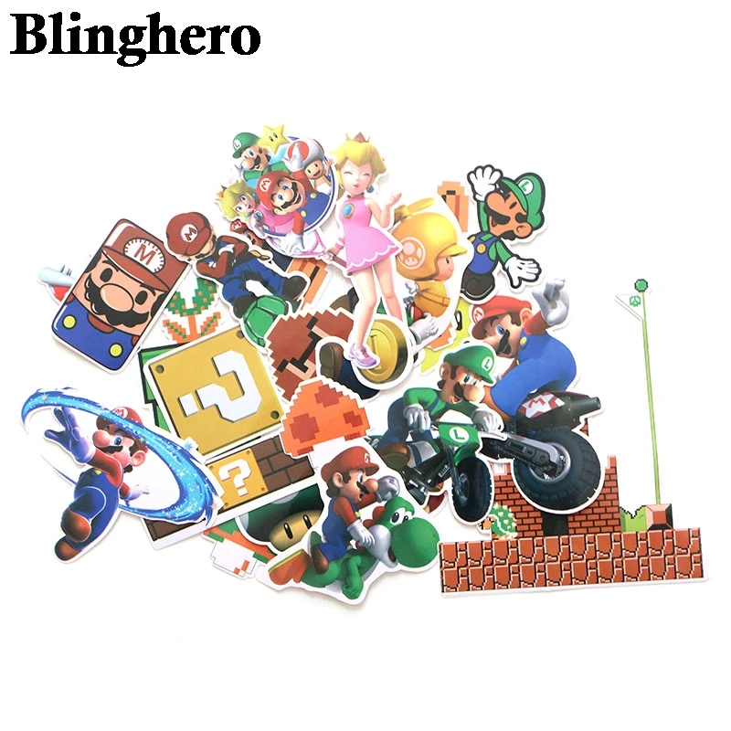 CA661 29pcs/set Anime Game Mario Cartoon Stickers Waterproof Suitcase Diy Laptop Guitar Skateboard Toys Lovely Stickers afbeelding