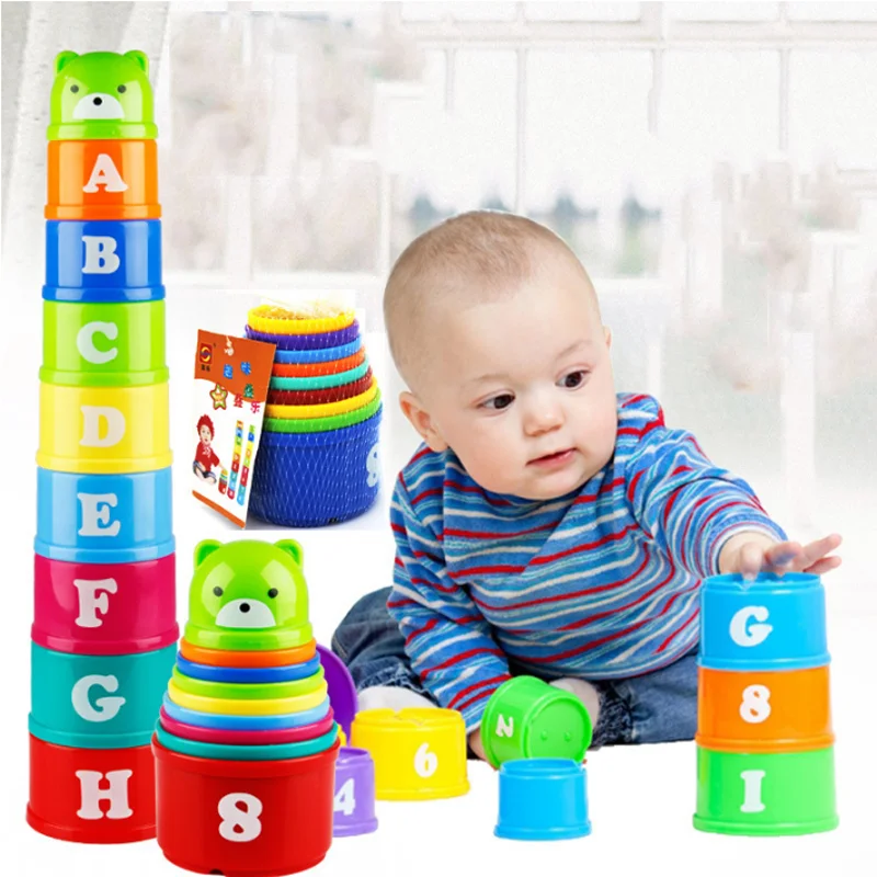 Ребенок стек башня из чашек раннего обучения игрушка-сортировщик рисунок буквы укладки игрушечные пирамидки дети