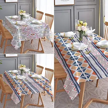 

1 Piece Quality Tablecloths Geometry Stripes Lattice Pattern Fashion Minimalism Waterproof Linen Home Table Decor Durable